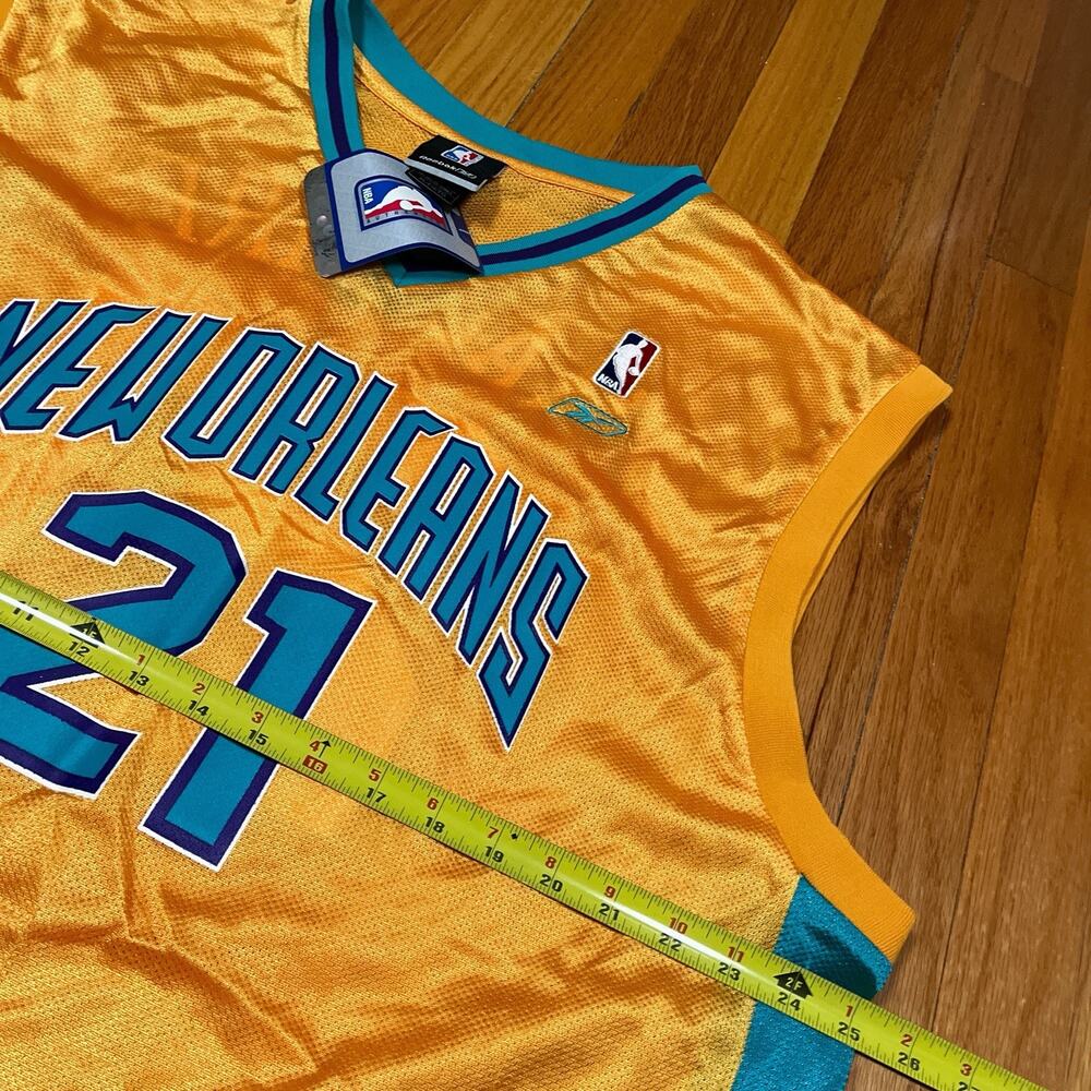NWT Reebok #21 Jamaal Magloire New Orleans Hornets NBA Vintage Yellow Jersey XL - Picture 6 of 7